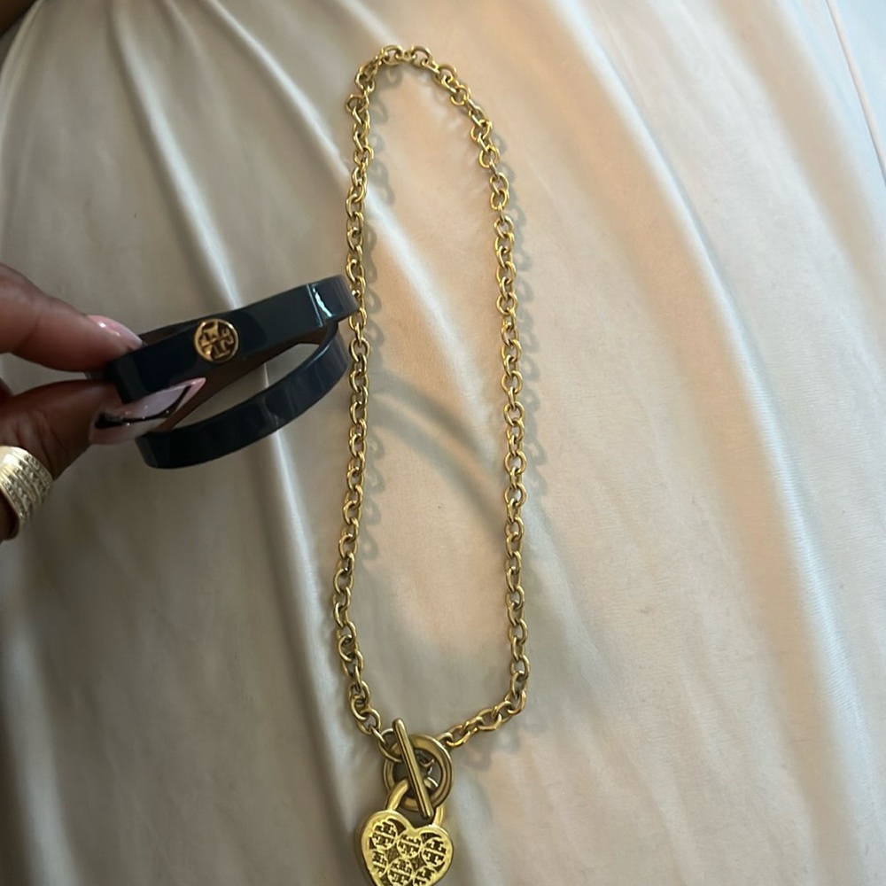 Tory Burch necklace & wrap around bracelet